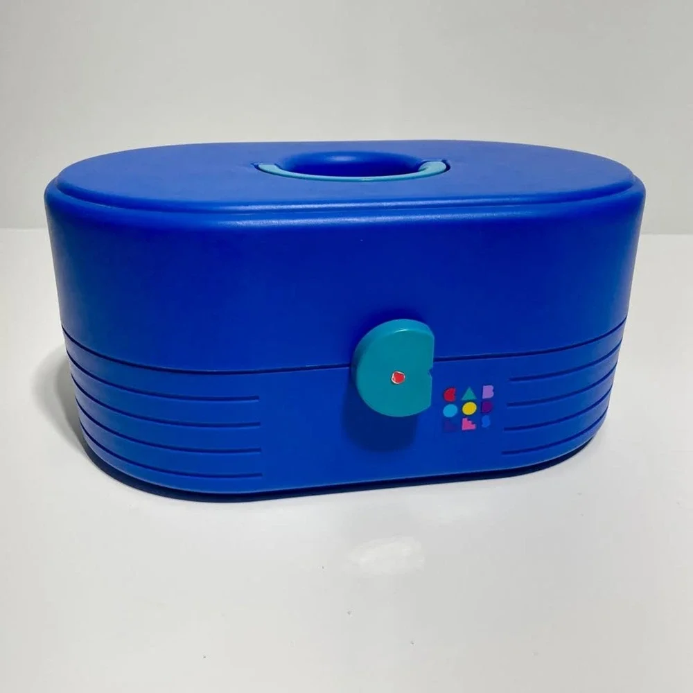90s Vintage Caboodles 2615 Makeup Organizer Case Blue Teal Retro Vanity Box USA